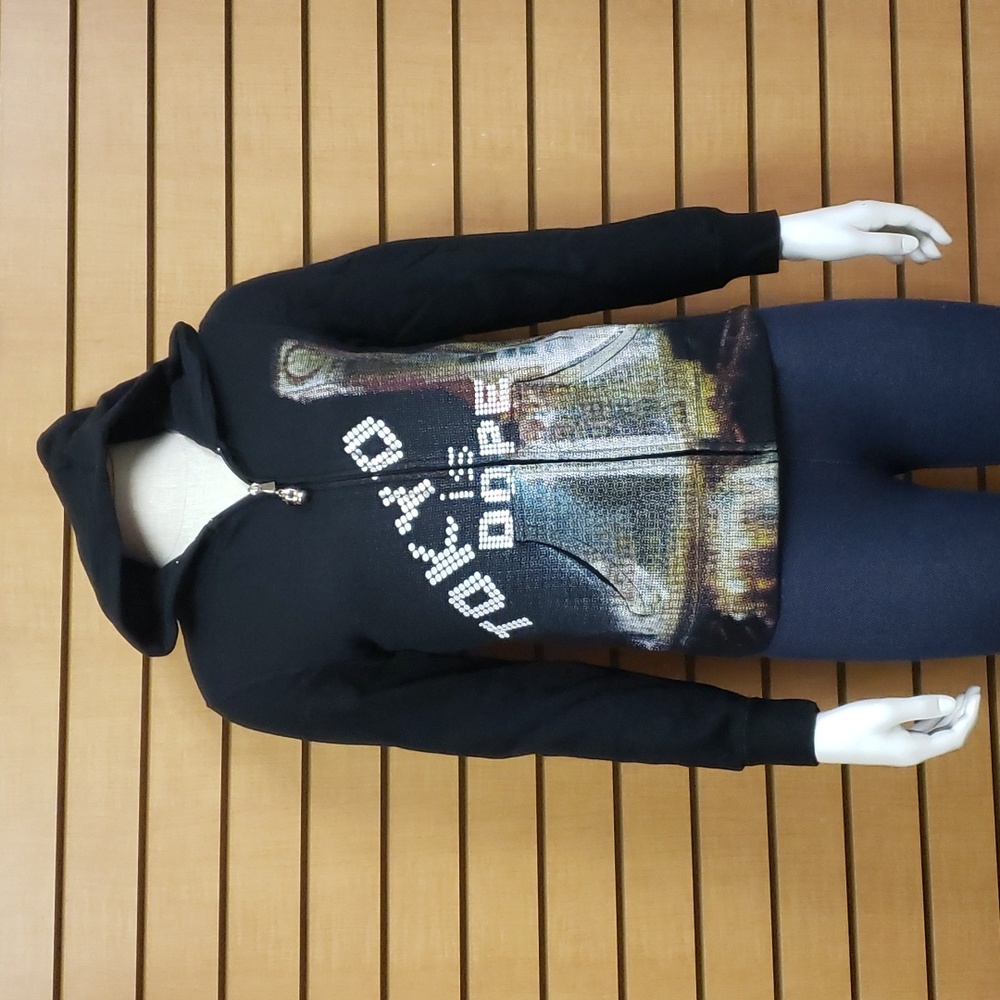Cardboard Robot Long Sleeve Black Tokyo Is Dope Full Zip Hoodie Size Sma…